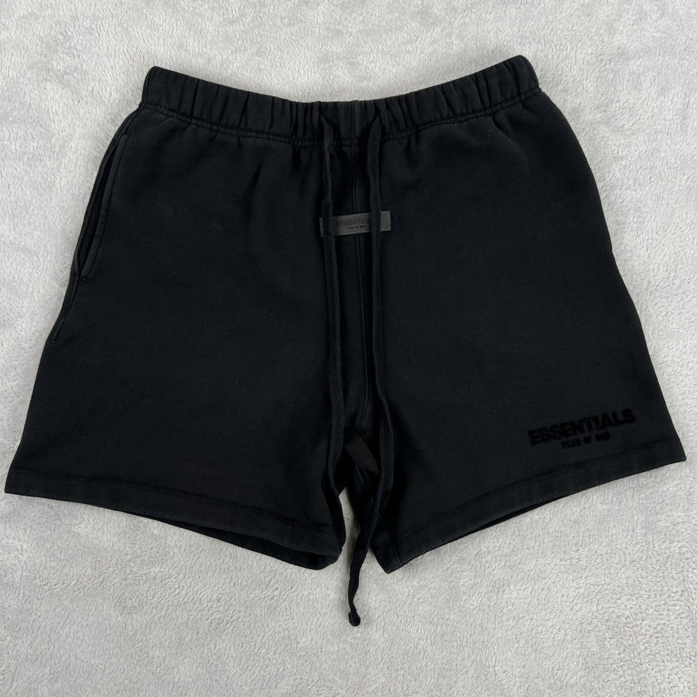 Fear of God Essentials Sweat Shorts S Black Fleece Logo Streetwear Mens Lounge